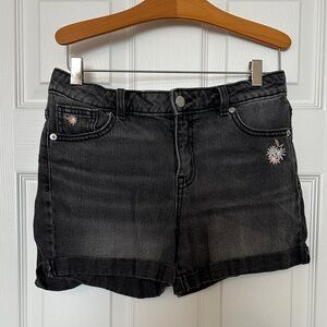 Cat & Jack Black Denim Kids Shorts with Floral Embroidery